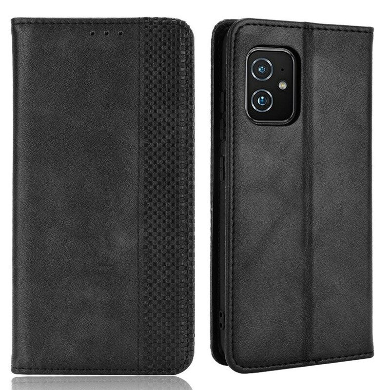 Folio-fodral Asus Zenfone 8 Läderfodral Stiliserad Vintage Lädereffekt