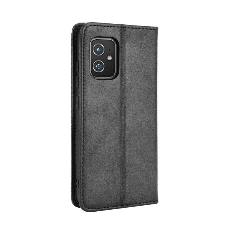 Folio-fodral Asus Zenfone 8 Läderfodral Stiliserad Vintage Lädereffekt