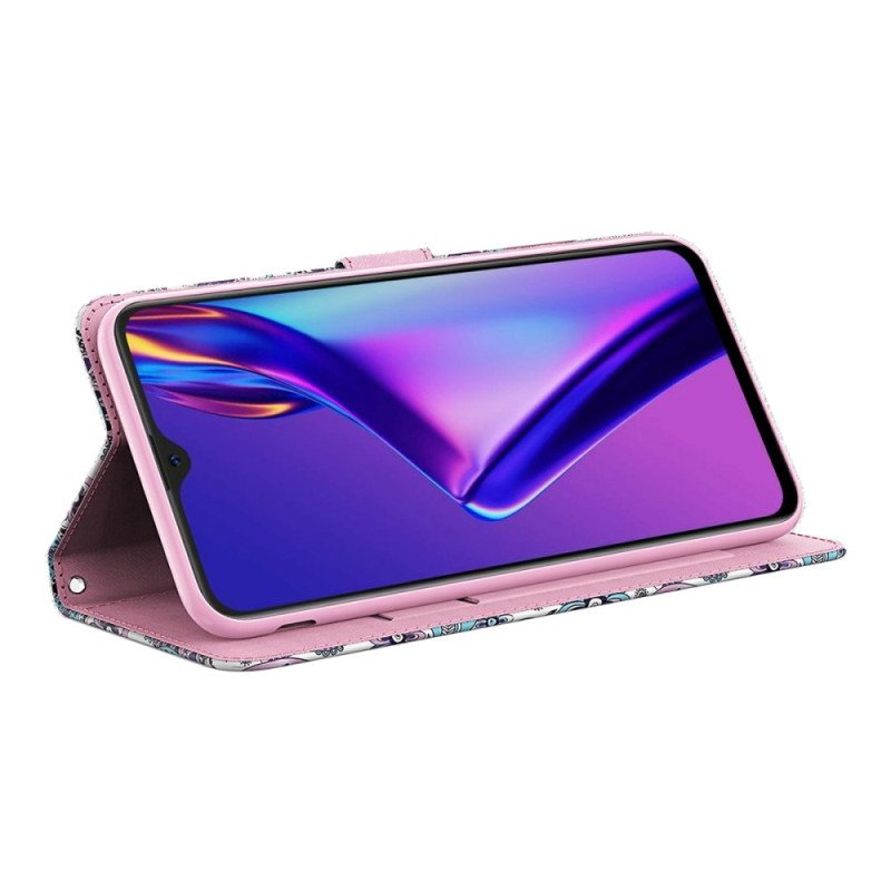 Fodral Oppo A94 5G Blommönster Med Rem