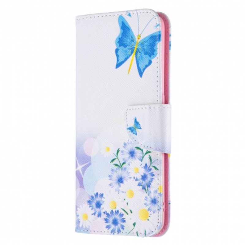 Fodral Oppo A94 5G Målade Fjärilar Och Blommor