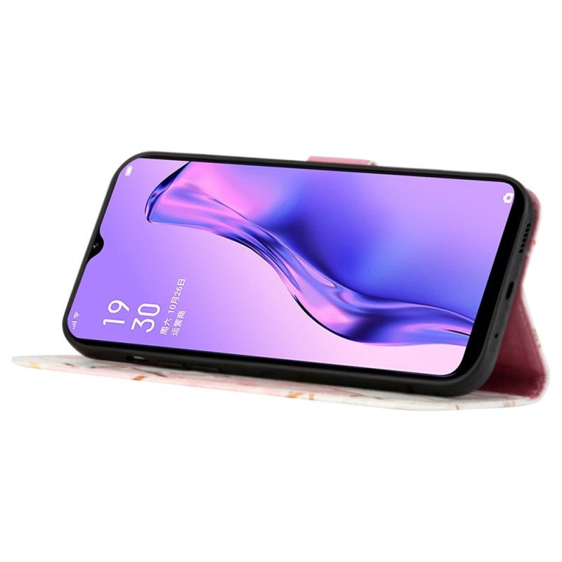 Fodral Oppo A94 5G Marmor Geometrisk Med Rem