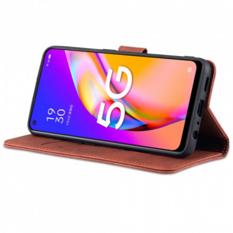 Folio-fodral Oppo A94 5G Azns Lädereffekt