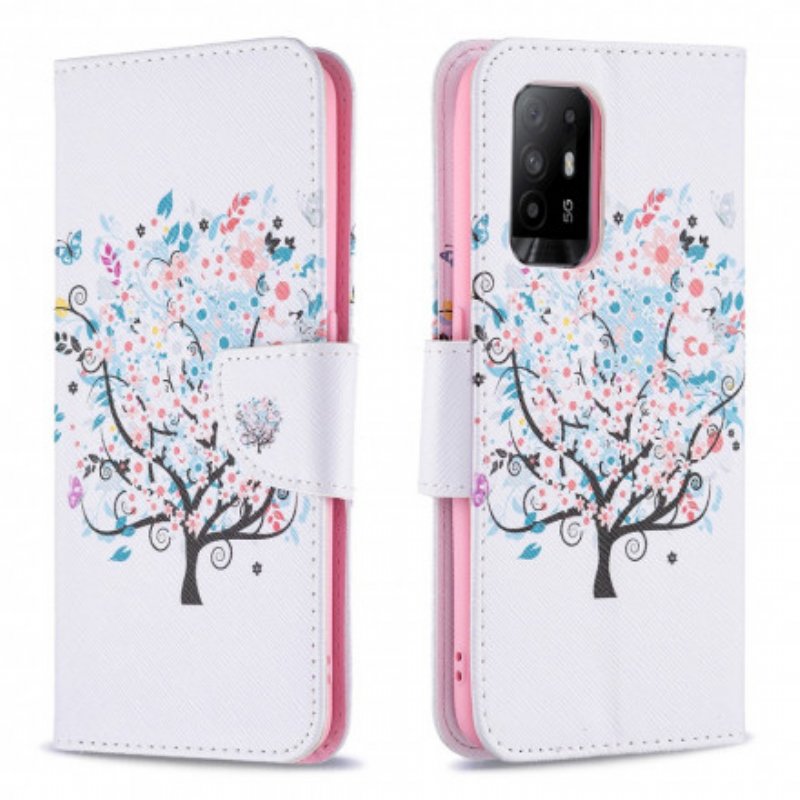 Folio-fodral Oppo A94 5G Blommande Träd