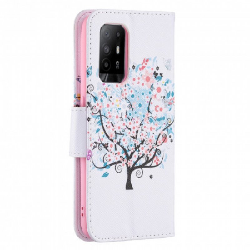 Folio-fodral Oppo A94 5G Blommande Träd