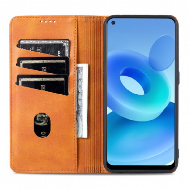 Folio-fodral Oppo A94 5G Läderfodral Azns Läder Styling