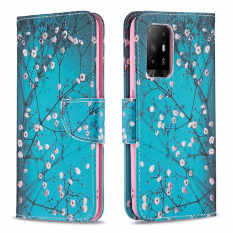 Folio-fodral Oppo A94 5G Läderfodral Blommande Grenar