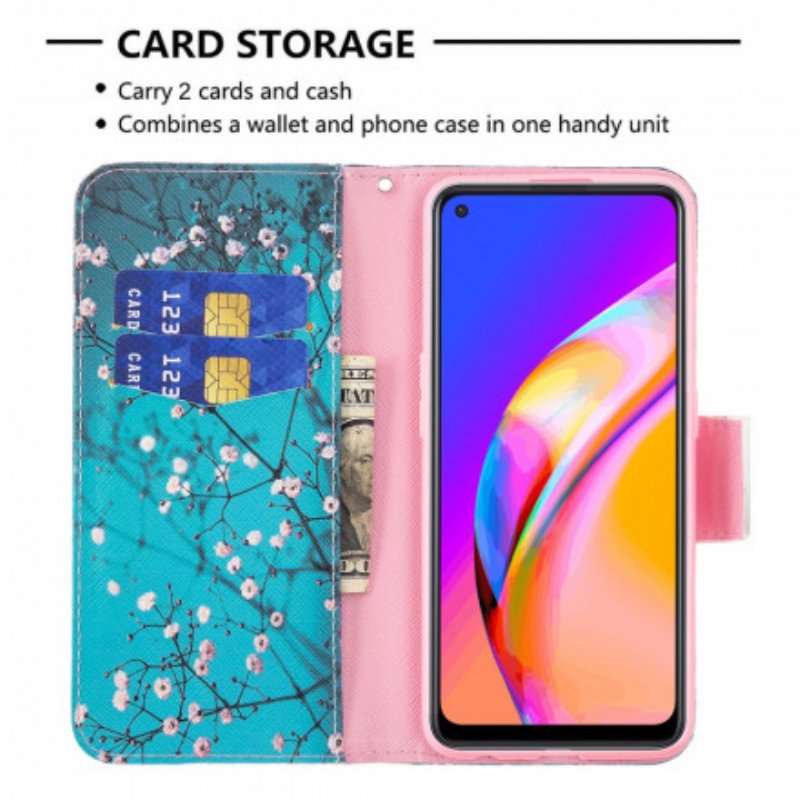 Folio-fodral Oppo A94 5G Läderfodral Blommande Grenar