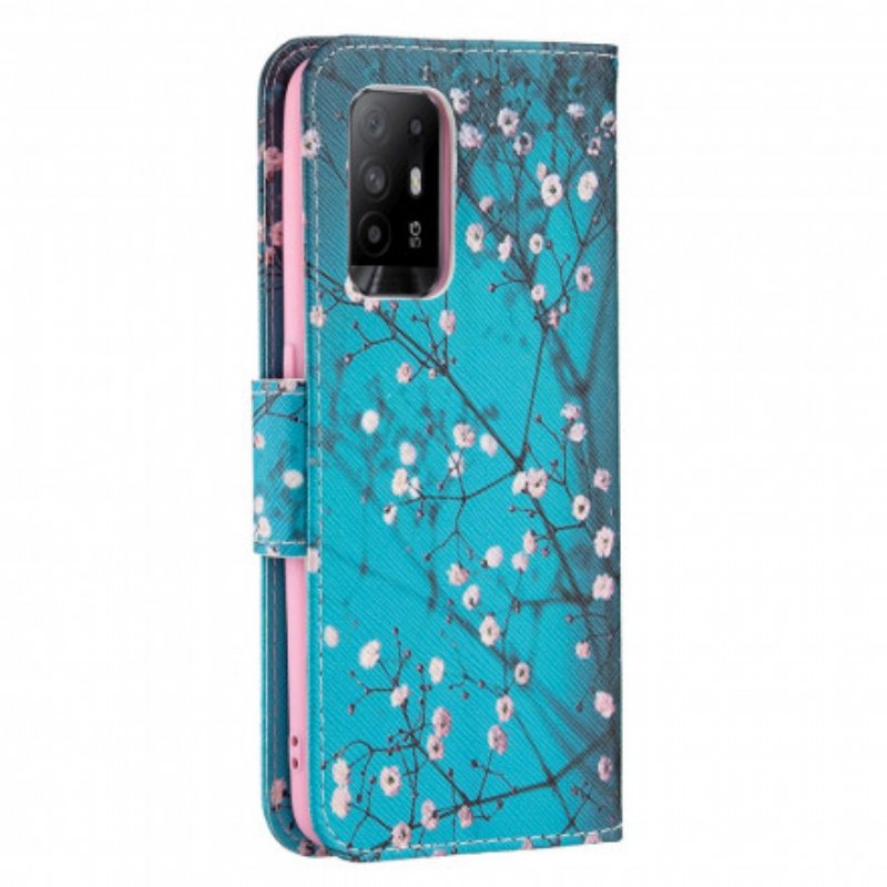 Folio-fodral Oppo A94 5G Läderfodral Blommande Grenar