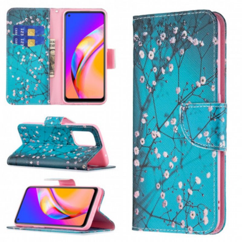 Folio-fodral Oppo A94 5G Läderfodral Blommande Grenar