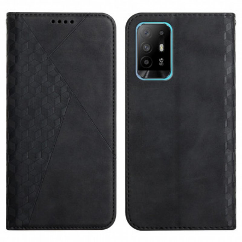 Folio-fodral Oppo A94 5G Läderfodral Cubic Style Skin-touch