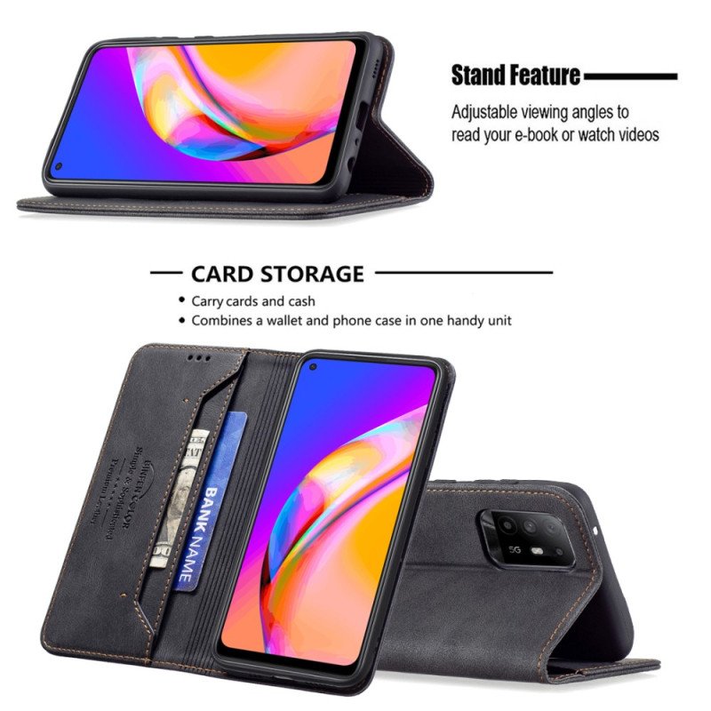 Folio-fodral Oppo A94 5G Läderfodral Läder