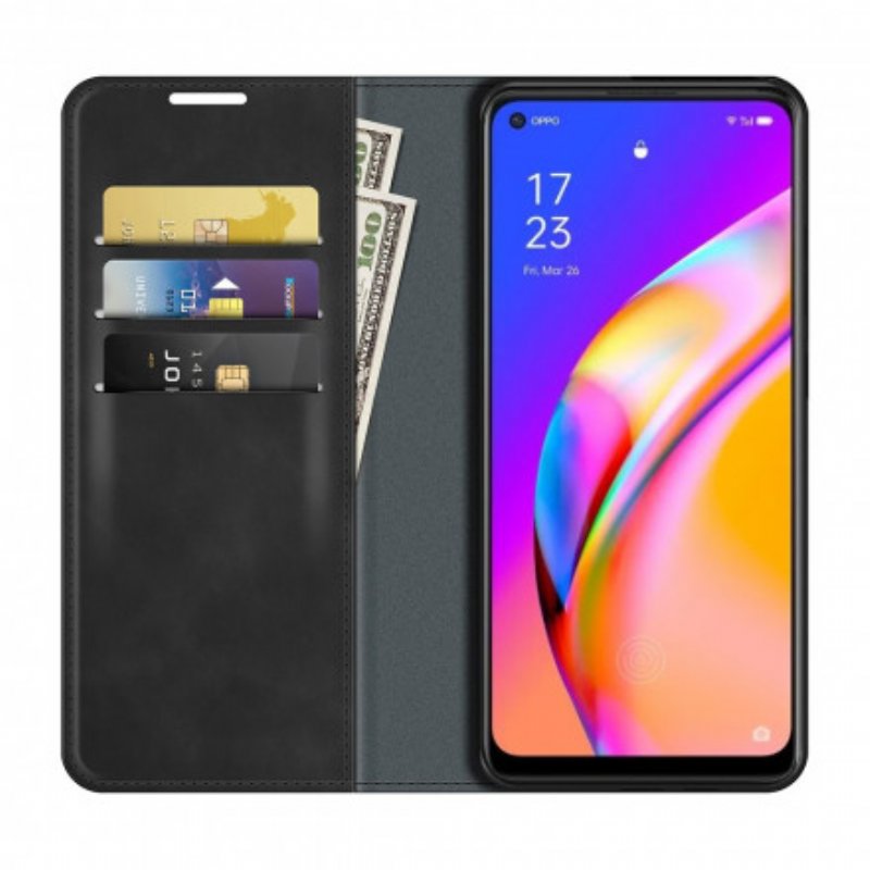 Folio-fodral Oppo A94 5G Läderfodral Mjukt Lädereffekt