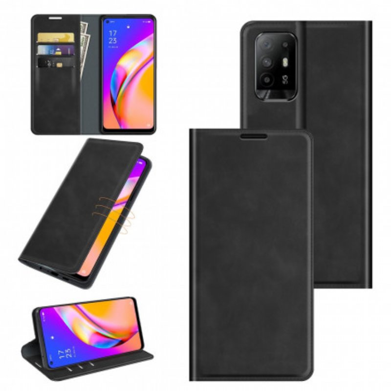 Folio-fodral Oppo A94 5G Läderfodral Mjukt Lädereffekt