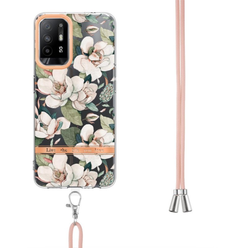 Mobilskal Oppo A94 5G Med Snodd Med Blomsnöre