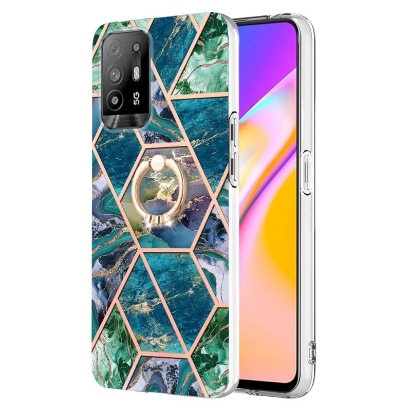 Skal Oppo A94 5G Geometrisk Marmor Med Ring