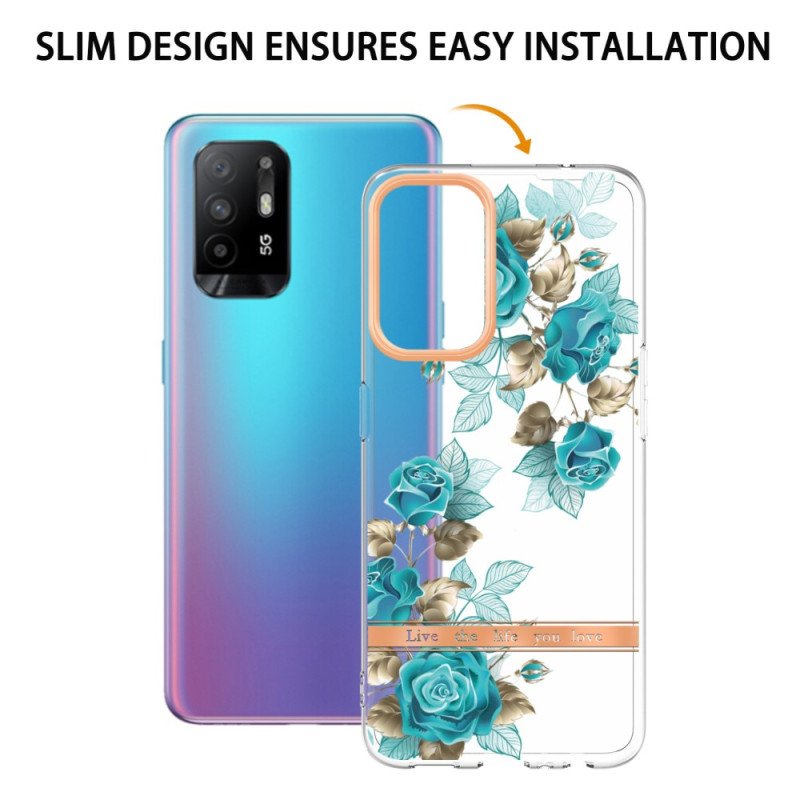 Skal Oppo A94 5G Sömlösa Blå Blommor