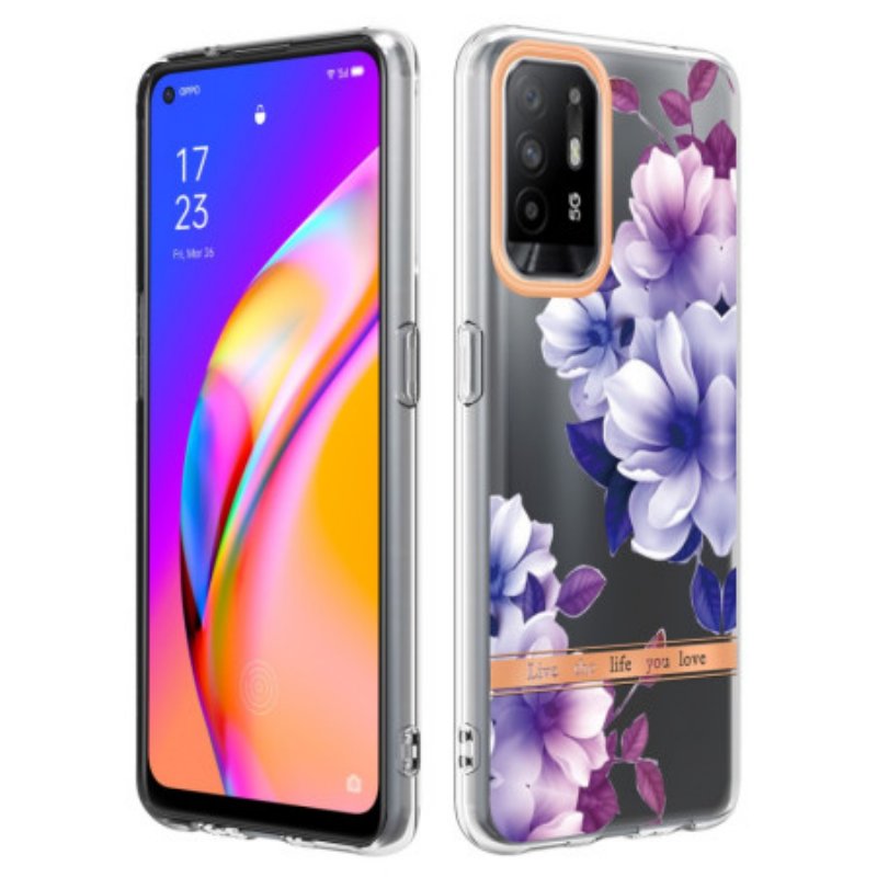 Skal Oppo A94 5G Violett Blommor