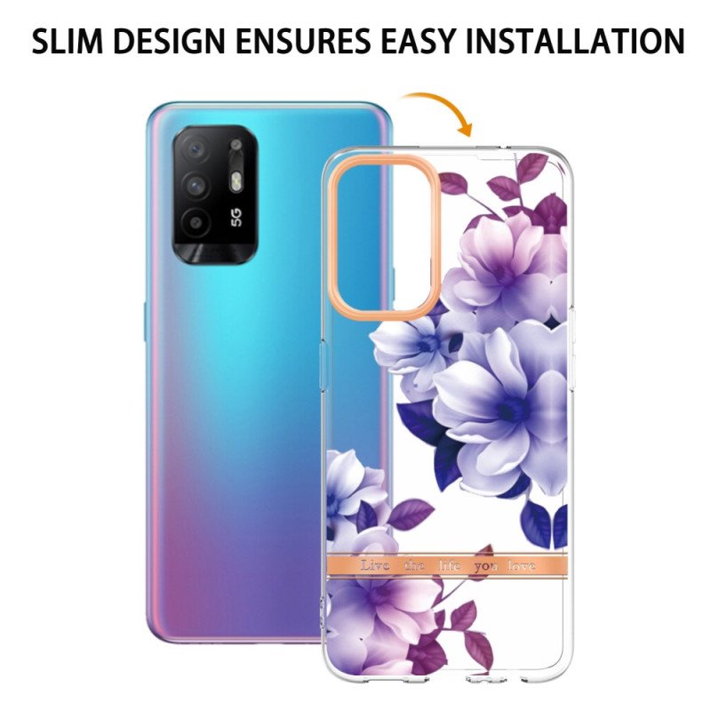 Skal Oppo A94 5G Violett Blommor