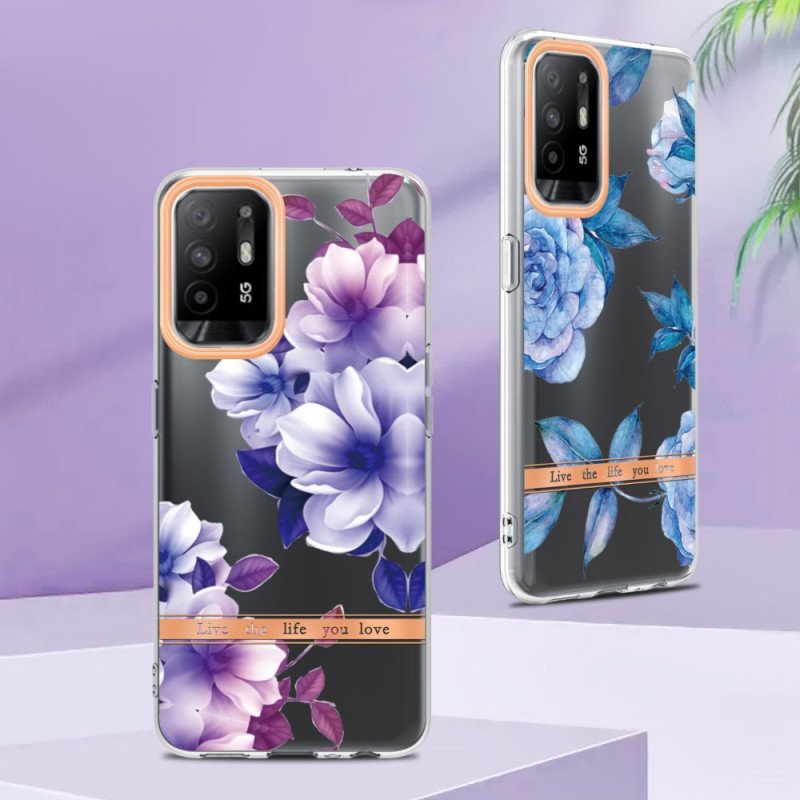 Skal Oppo A94 5G Violett Blommor