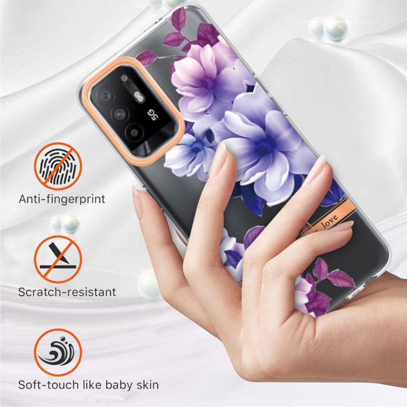 Skal Oppo A94 5G Violett Blommor