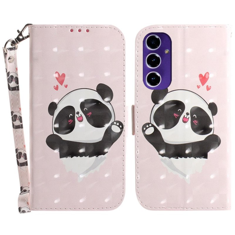 Fodral Samsung Galaxy S24 Fe Panda Love With Strap