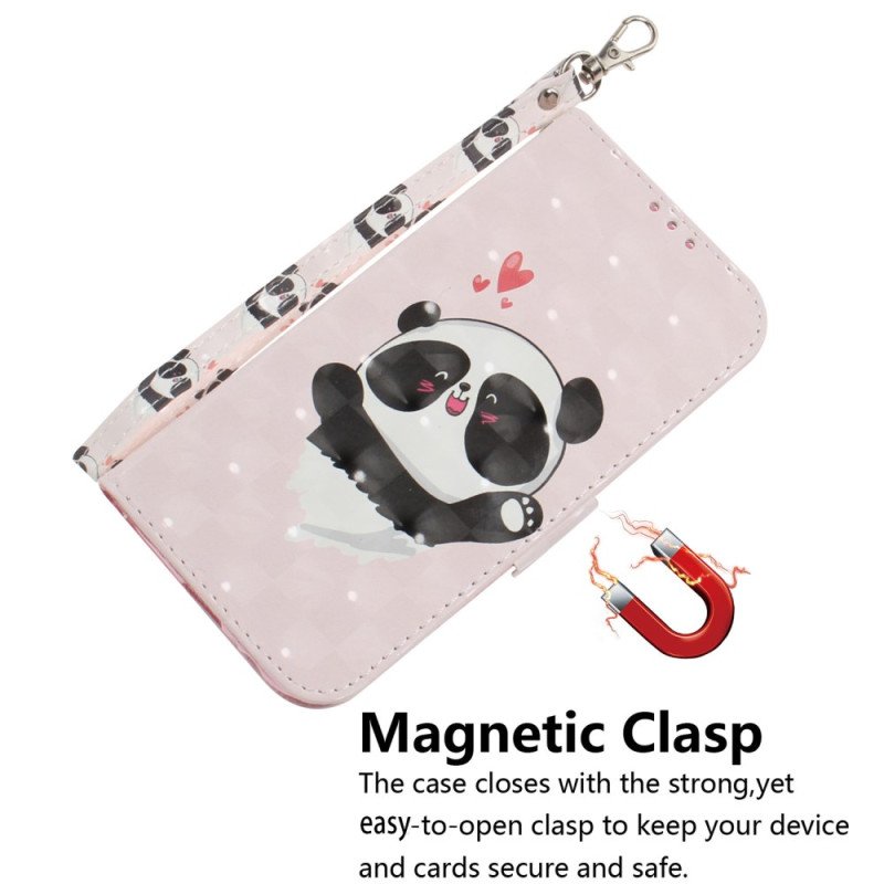 Fodral Samsung Galaxy S24 Fe Panda Love With Strap