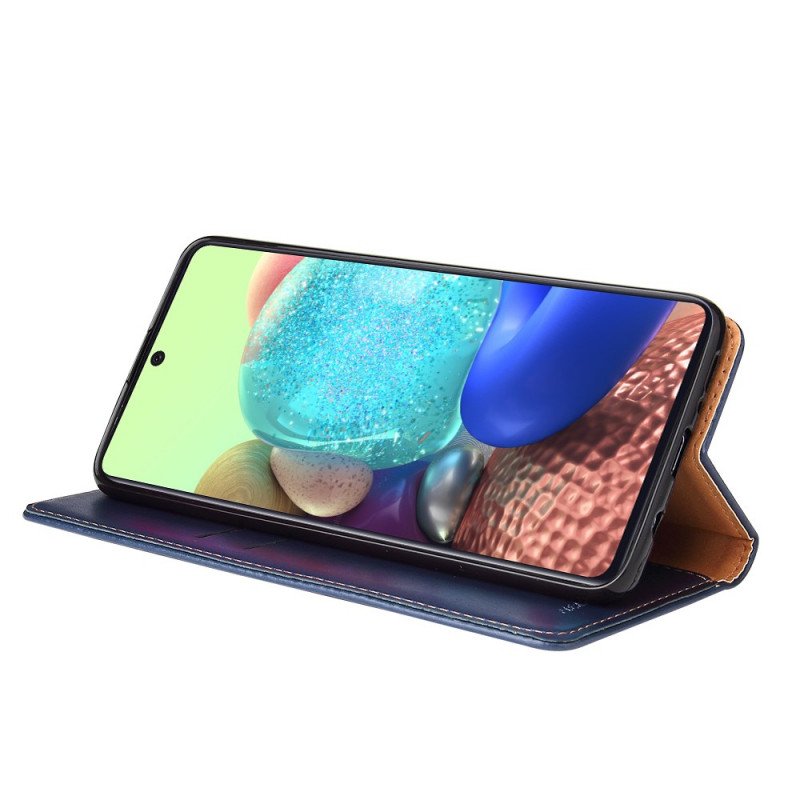 Folio-fodral Samsung Galaxy A71 5G Läderfodral Äkta Läder