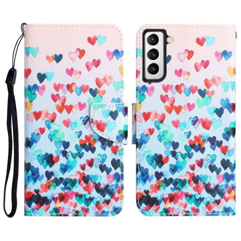 Folio-fodral Samsung Galaxy S23 Plus 5G Med Kedjar Endast Strappy Hearts