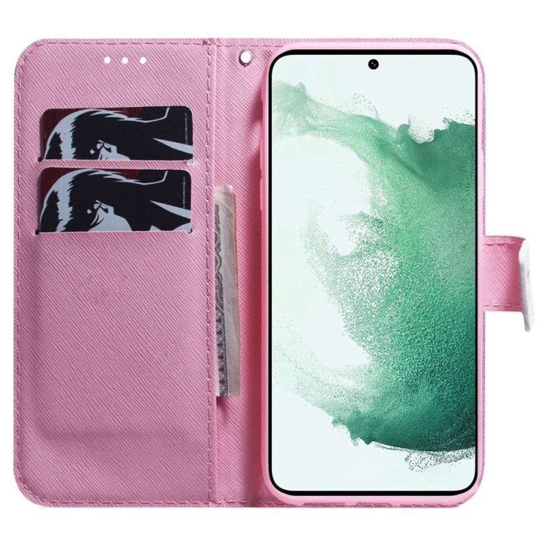 Folio-fodral Samsung Galaxy S23 Plus 5G Rosa Blomma