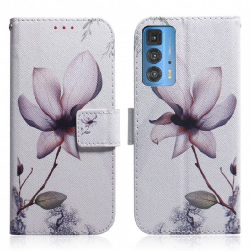 Folio-fodral Motorola Edge 20 Pro Blomma Dusty Pink