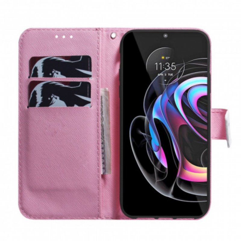 Folio-fodral Motorola Edge 20 Pro Blomma Dusty Pink