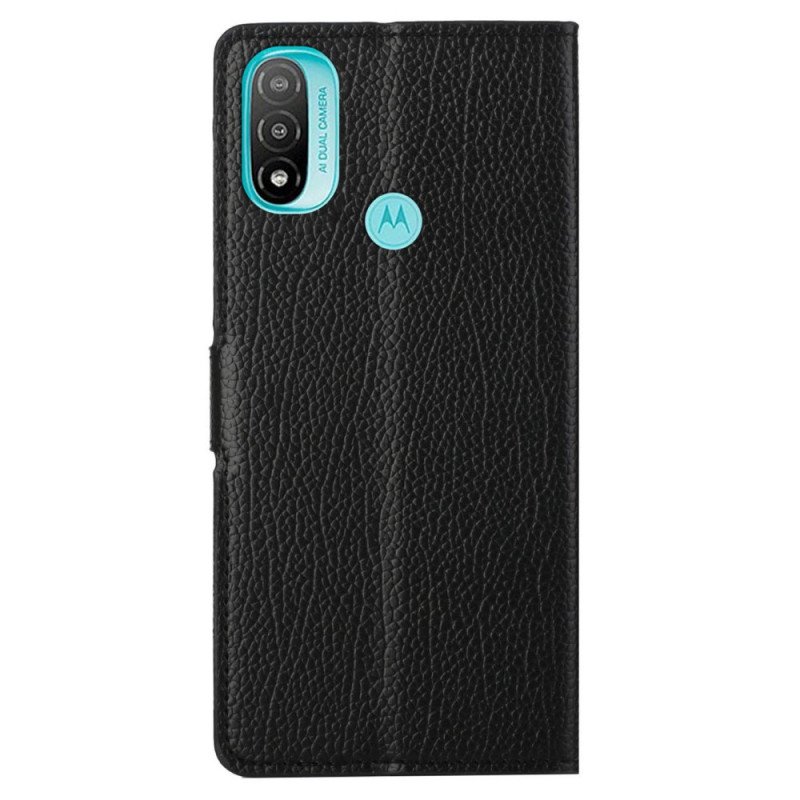 Fodral Moto G71 5G Litchi Grain Läder Effekt