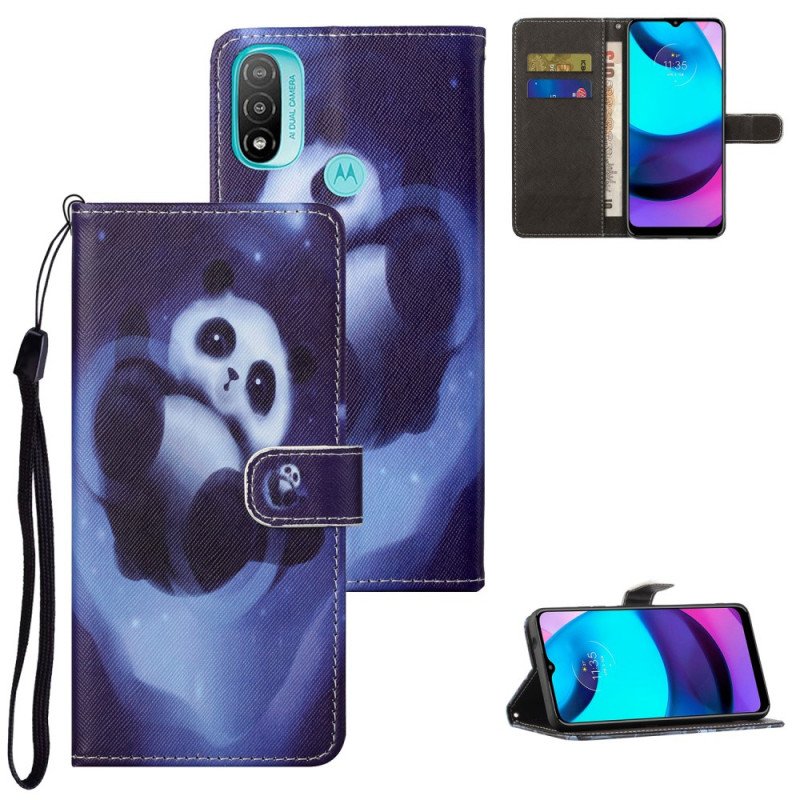 Fodral Moto G71 5G Med Kedjar Panda Space Med Lanyard