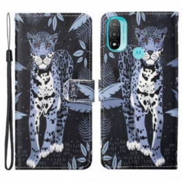 Fodral Moto G71 5G Med Kedjar Strappy Leopard