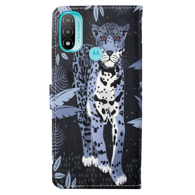 Fodral Moto G71 5G Med Kedjar Strappy Leopard