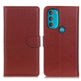 Fodral Moto G71 5G Traditionellt Litchi