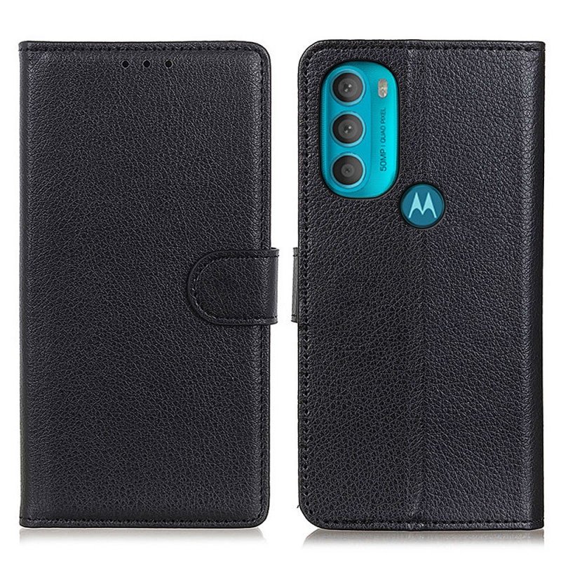 Fodral Moto G71 5G Traditionellt Litchi