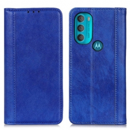 Folio-fodral Moto G71 5G Läderfodral Elegance Split Litchi Läder