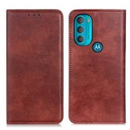 Folio-fodral Moto G71 5G Läderfodral Texturerat Delat Läder