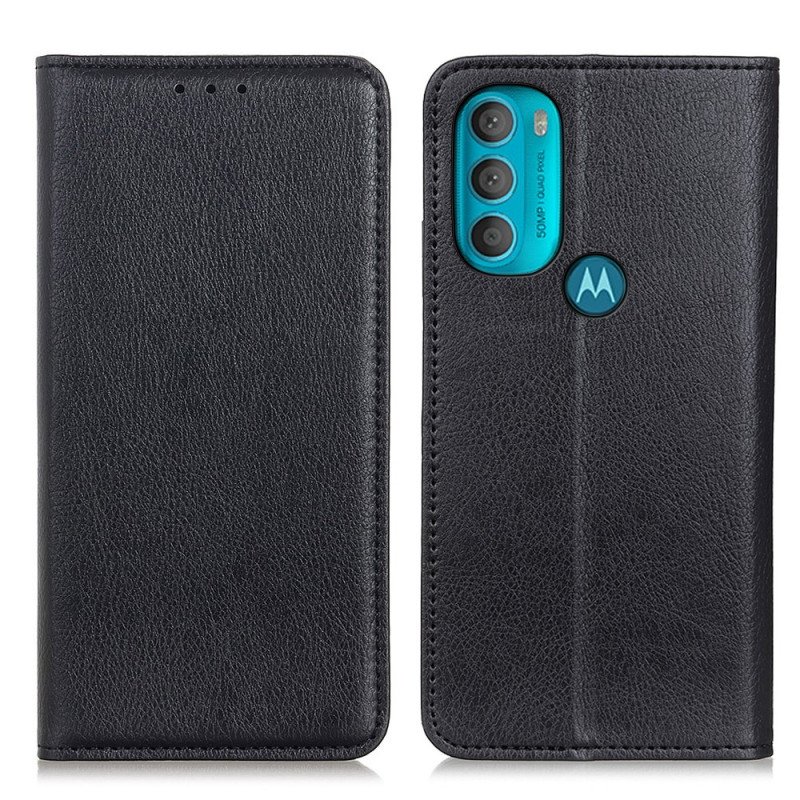 Folio-fodral Moto G71 5G Läderfodral Texturerat Delat Läder