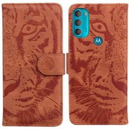 Folio-fodral Moto G71 5G Tiger Face Print