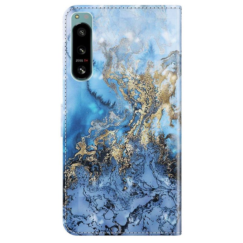 Fodral Sony Xperia 5 IV Med Kedjar Strappy Marble Style