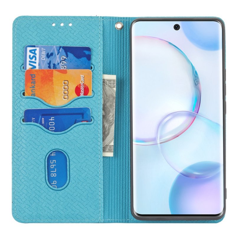 Folio-fodral Huawei Nova 9 Pro Med Kedjar Strappy Vävd Läderstil