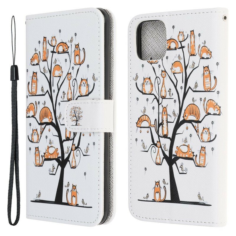 Fodral iPhone 13 Mini Med Kedjar Funky Cats Med Rem