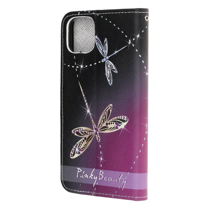 Fodral iPhone 13 Mini Med Kedjar Strappy Dragonflies