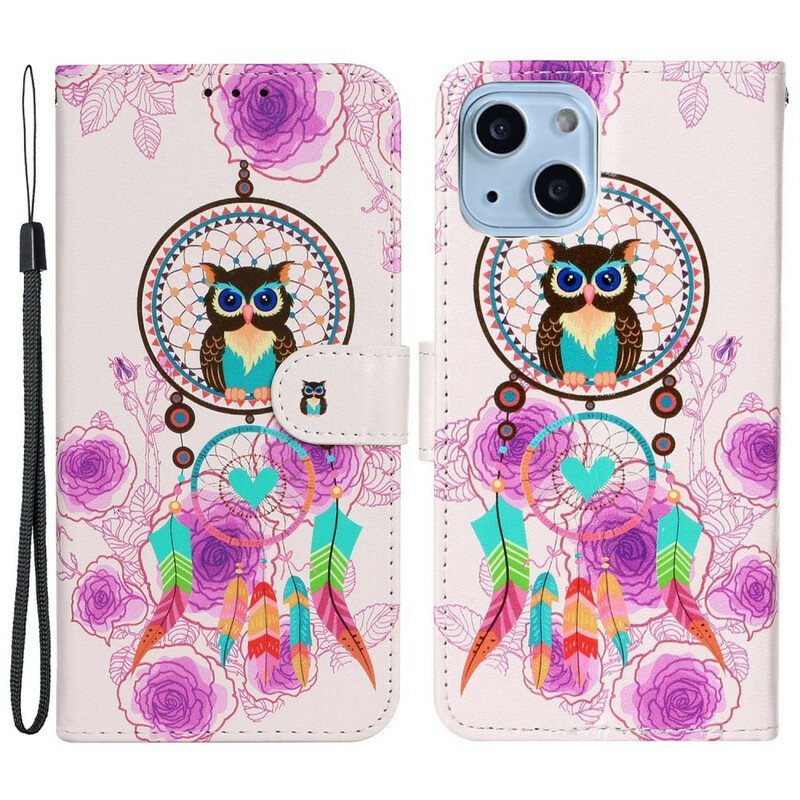 Fodral iPhone 13 Mini Med Kedjar Strappy Owl Mandala