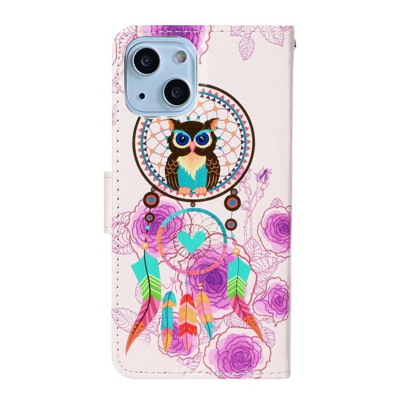 Fodral iPhone 13 Mini Med Kedjar Strappy Owl Mandala