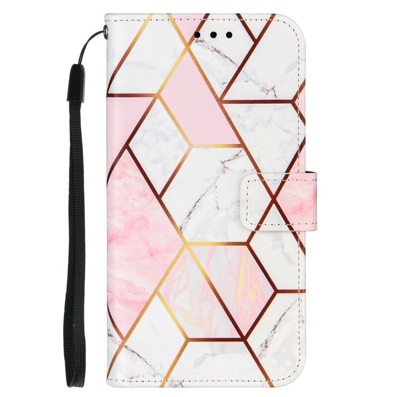 Folio-fodral iPhone 13 Mini Geometrisk Marmor