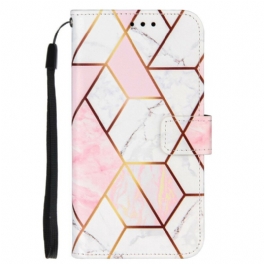 Folio-fodral iPhone 13 Mini Geometrisk Marmor