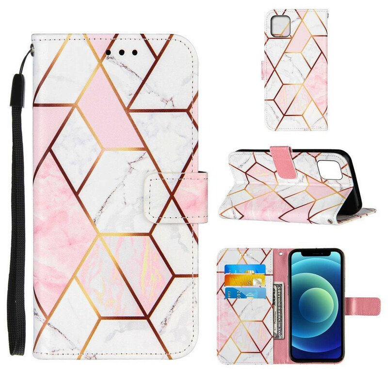 Folio-fodral iPhone 13 Mini Geometrisk Marmor